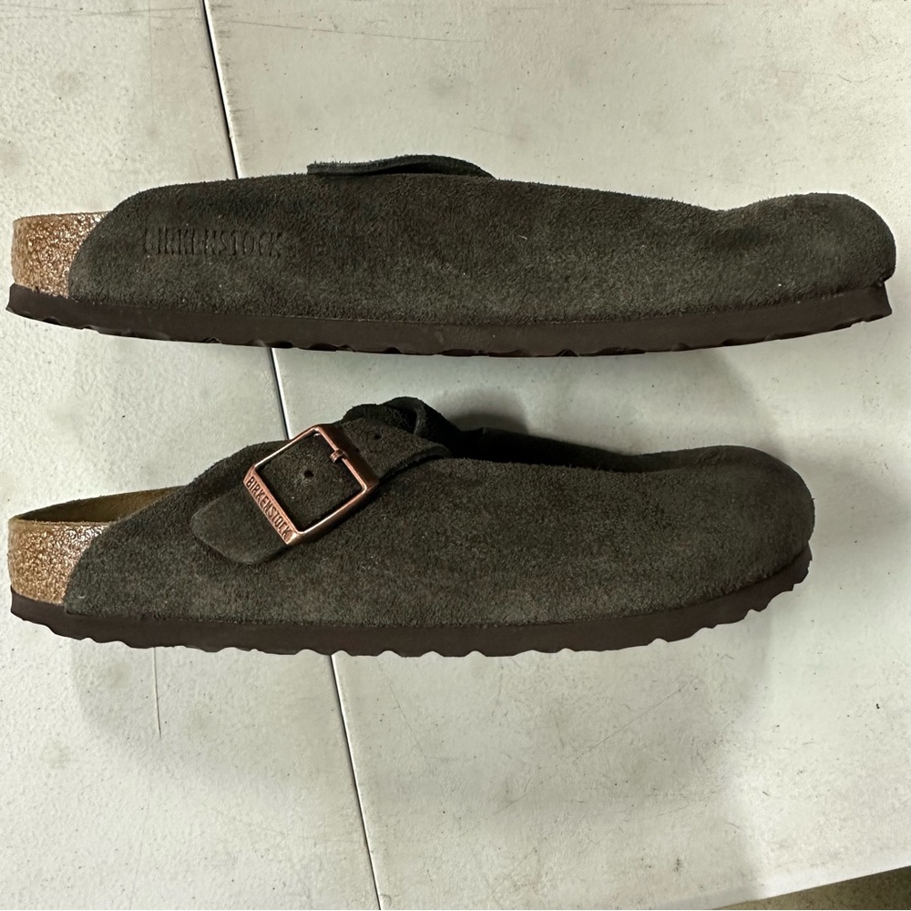 New Birkenstock Boston Suede Mocha Mule Clog Shoes 41 - Picture 2 of 6